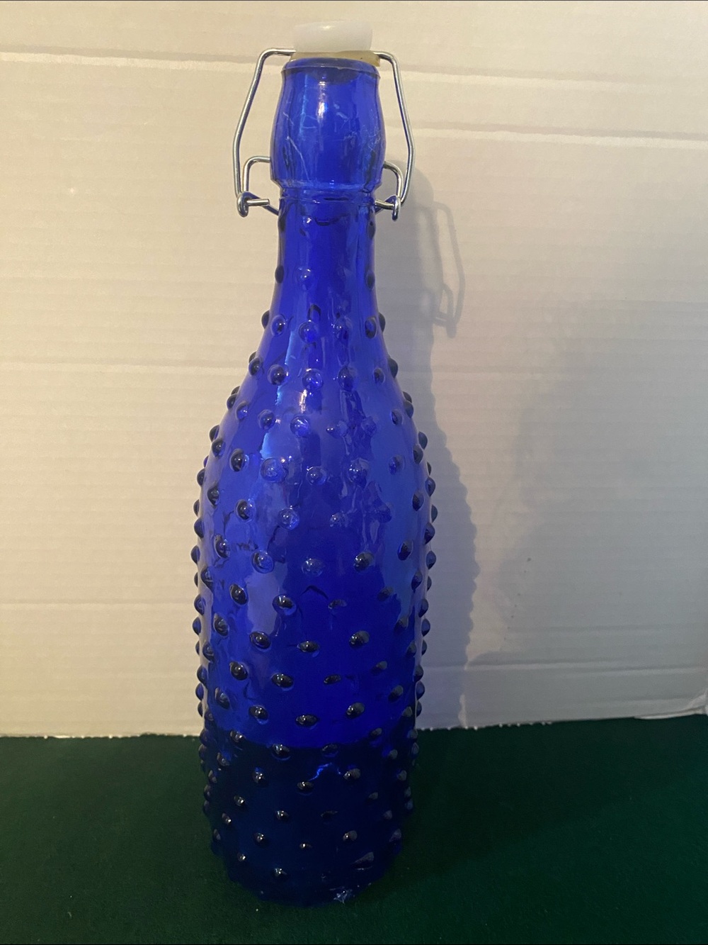 Circle ware Hobnail Embossed Glass Hermetic Bottle 12” High  ( B16 )